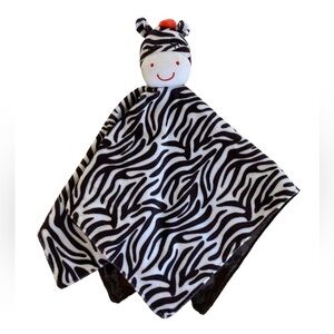 Carter's Zebra Lovey Security Blanket Rattle 16" Plush 2011 Black White Red